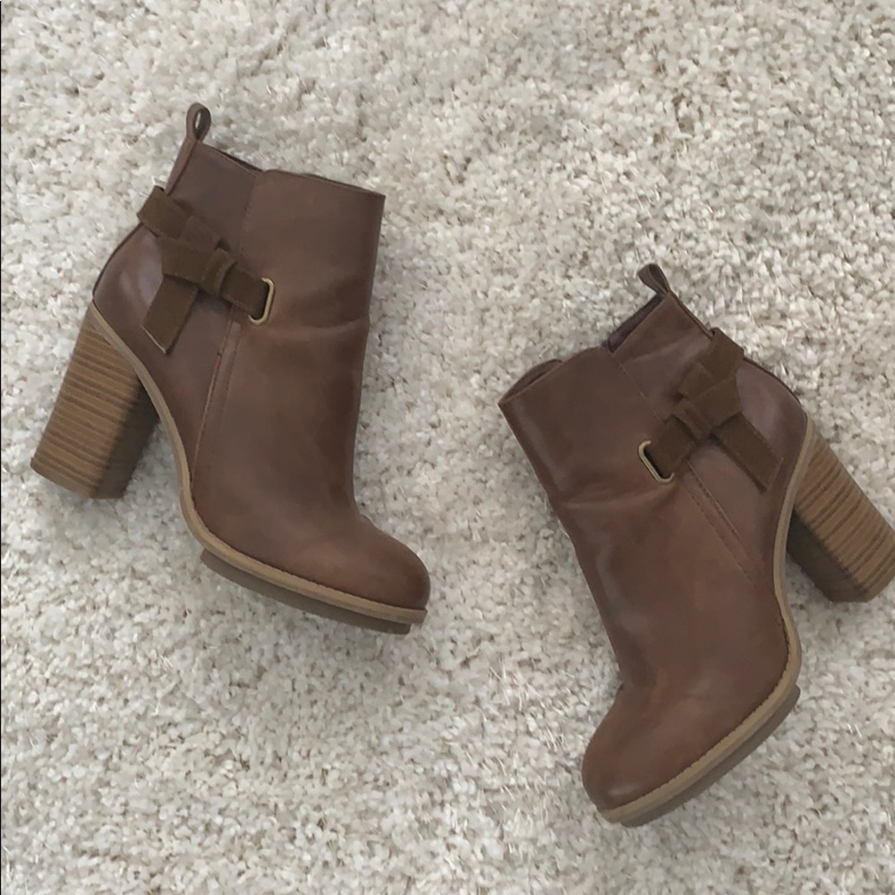 Brown heeled booties